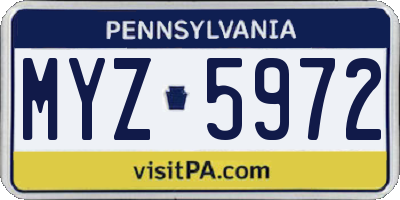 PA license plate MYZ5972