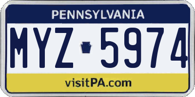PA license plate MYZ5974