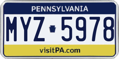 PA license plate MYZ5978