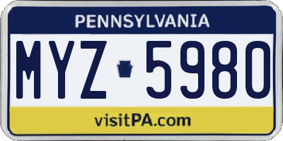 PA license plate MYZ5980