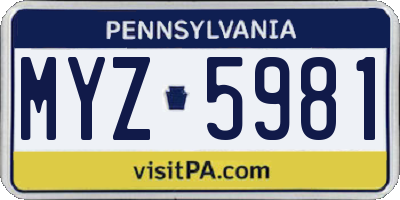 PA license plate MYZ5981