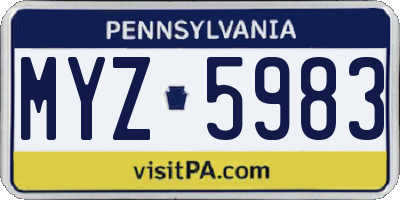 PA license plate MYZ5983