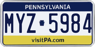 PA license plate MYZ5984