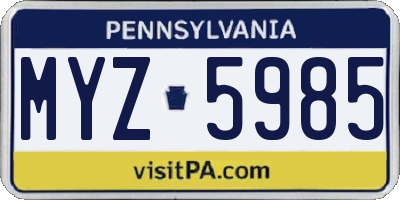 PA license plate MYZ5985
