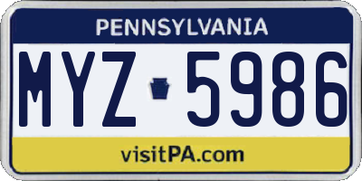 PA license plate MYZ5986