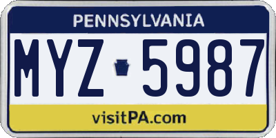 PA license plate MYZ5987