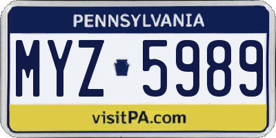 PA license plate MYZ5989
