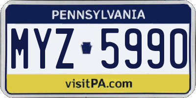 PA license plate MYZ5990