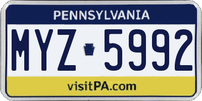 PA license plate MYZ5992