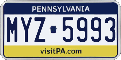 PA license plate MYZ5993