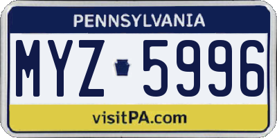 PA license plate MYZ5996