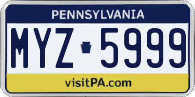 PA license plate MYZ5999