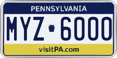 PA license plate MYZ6000