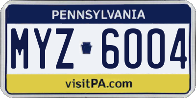 PA license plate MYZ6004