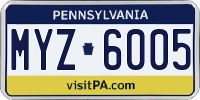 PA license plate MYZ6005
