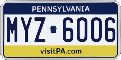 PA license plate MYZ6006