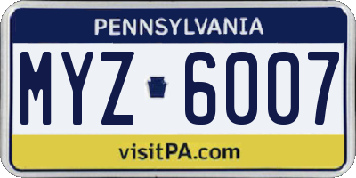 PA license plate MYZ6007