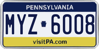 PA license plate MYZ6008