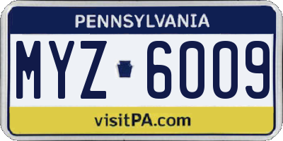 PA license plate MYZ6009