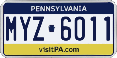 PA license plate MYZ6011