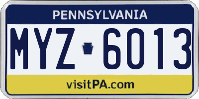PA license plate MYZ6013