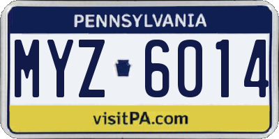 PA license plate MYZ6014