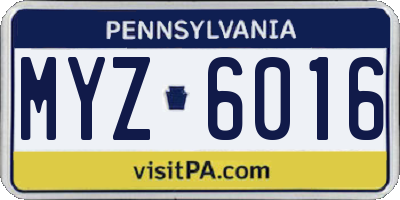 PA license plate MYZ6016