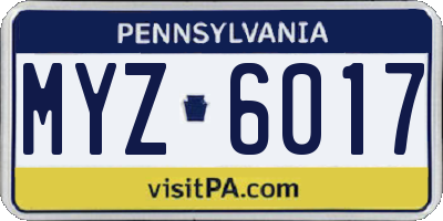 PA license plate MYZ6017