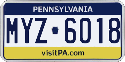 PA license plate MYZ6018
