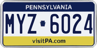 PA license plate MYZ6024