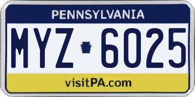 PA license plate MYZ6025