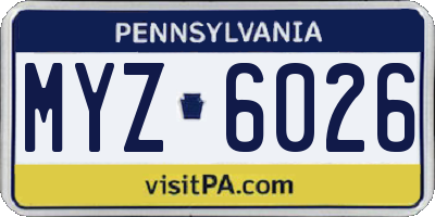 PA license plate MYZ6026