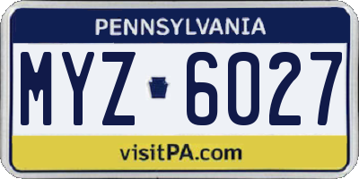 PA license plate MYZ6027