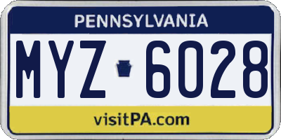 PA license plate MYZ6028