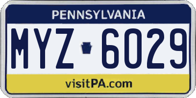 PA license plate MYZ6029