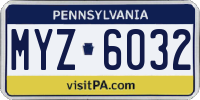 PA license plate MYZ6032