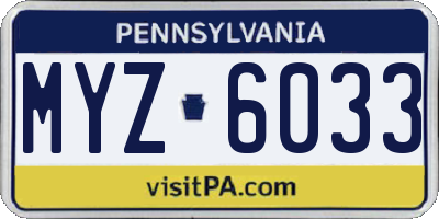 PA license plate MYZ6033