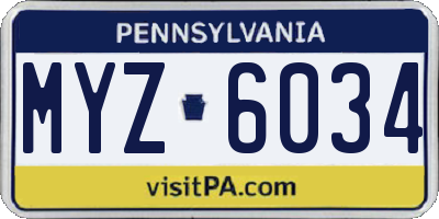 PA license plate MYZ6034