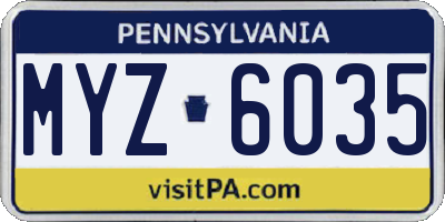 PA license plate MYZ6035