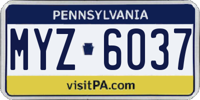 PA license plate MYZ6037