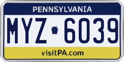 PA license plate MYZ6039