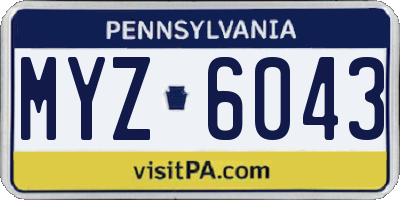 PA license plate MYZ6043