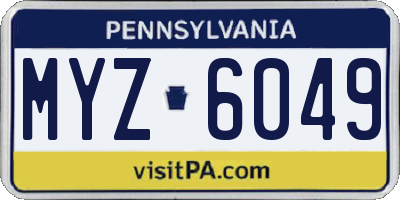PA license plate MYZ6049