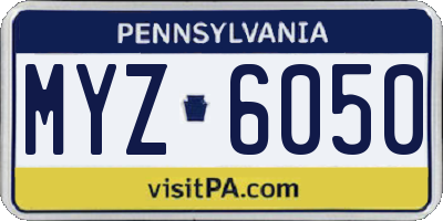PA license plate MYZ6050