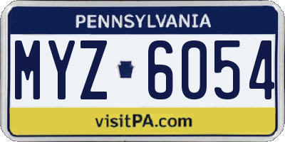 PA license plate MYZ6054
