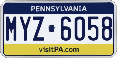 PA license plate MYZ6058
