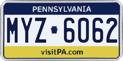 PA license plate MYZ6062