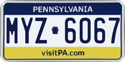 PA license plate MYZ6067