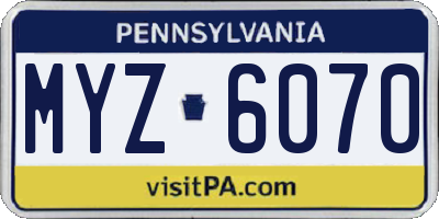 PA license plate MYZ6070