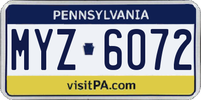 PA license plate MYZ6072